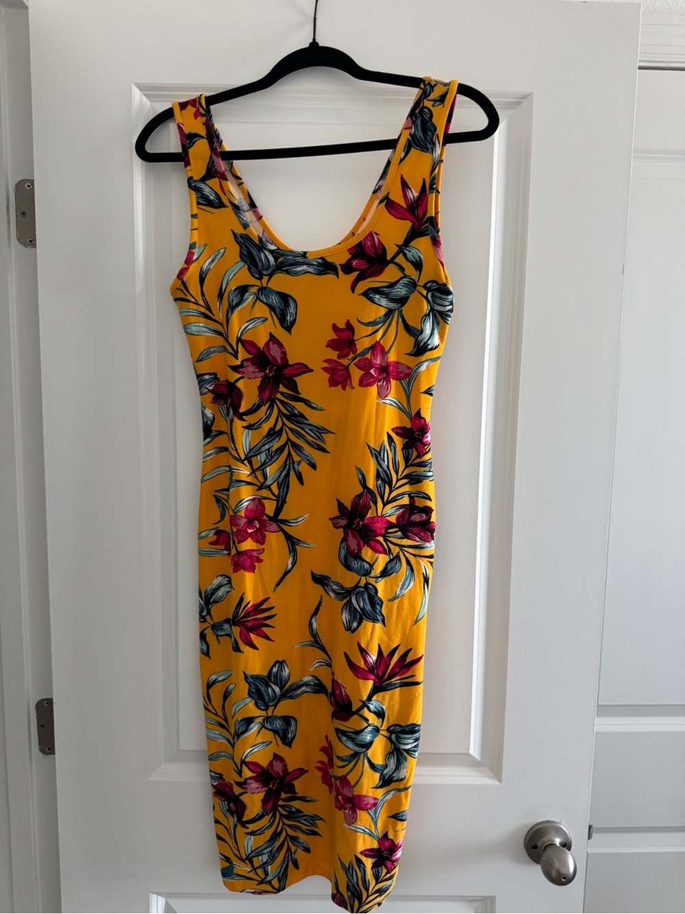 Yellow Floral Bodycon Dress - Women